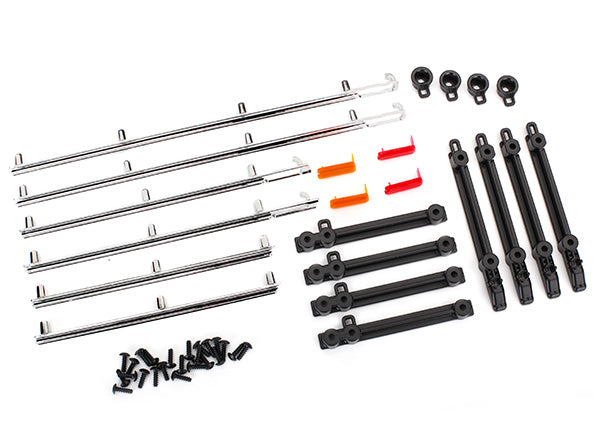 TRAXXAS 8076 Side trim, left & right (chrome)/ retainers/ LED lens/ 2.6x8 BCS (24)