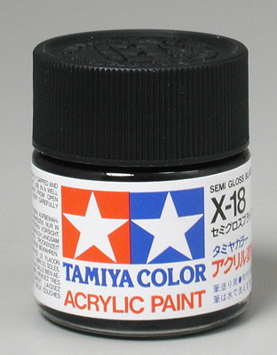 TAMIYA 81018 X-18 Acrylic Semi-Gloss Black 3/4 oz