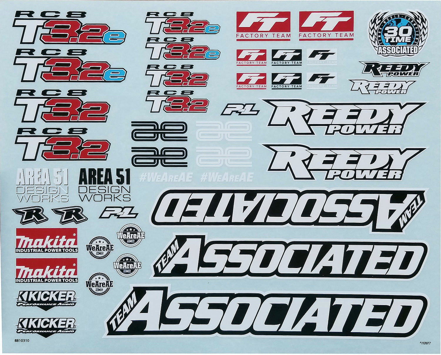 ASSOCIATED 81485 RC8T3.2 Decal Sheet