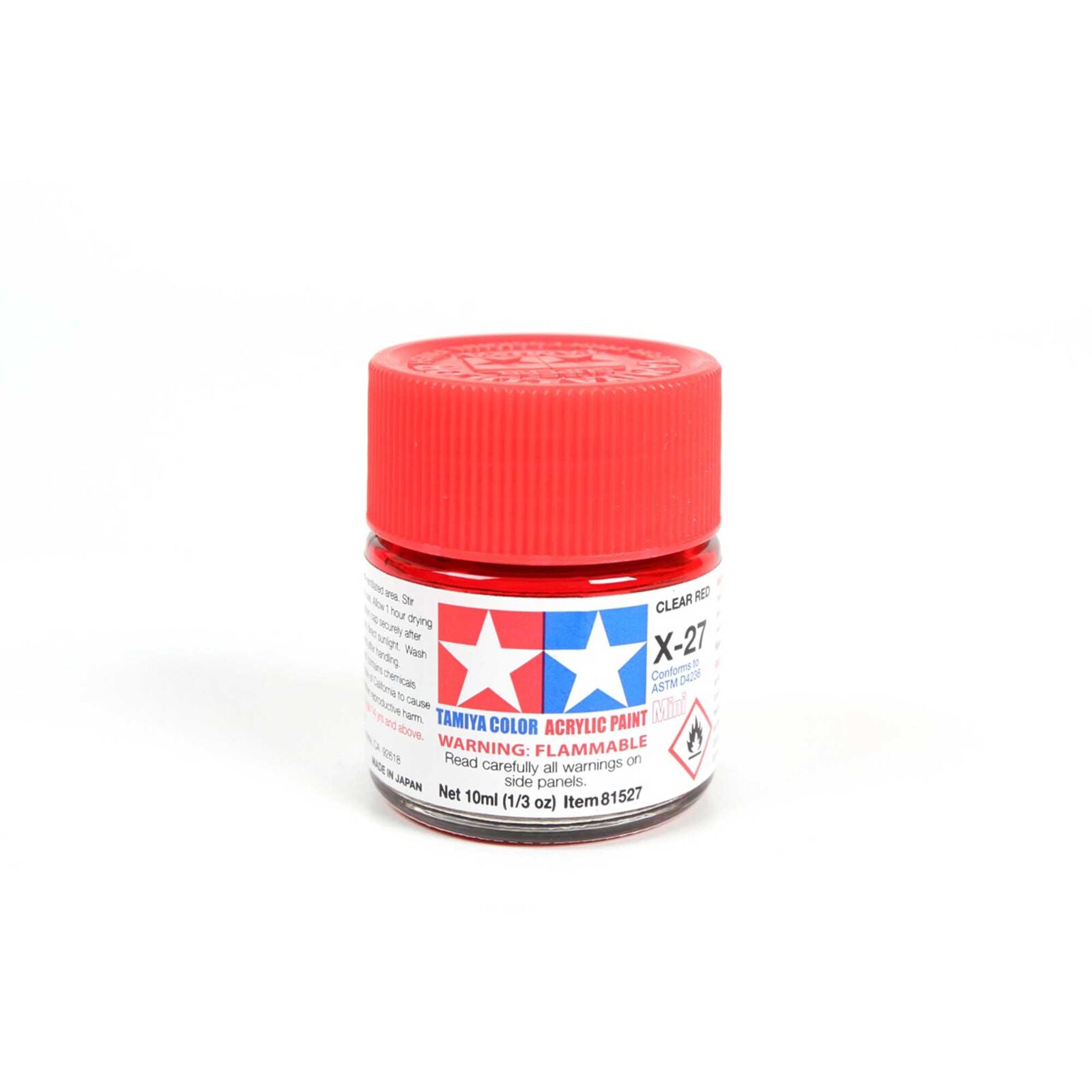 TAMIYA 81527 X-27 Acrylic Mini X27 Clear Red 1/3 oz