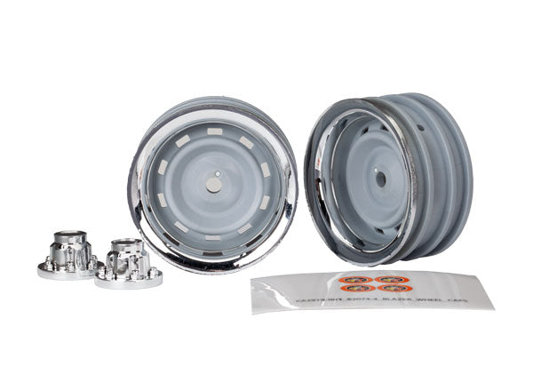 TRAXXAS 8165 Wheels, 1.9", chrome (2)/ center caps (2)/ decal sheet (requires #8255A extended stub axle)