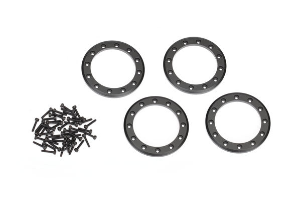 TRAXXAS 8168T Beadlock rings, black (2.2") (aluminum) (4)/ 2x10 CS (48)