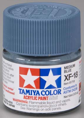 TAMIYA 81718 XF-18 Acrylic Mini Medium Blue 1/3 oz