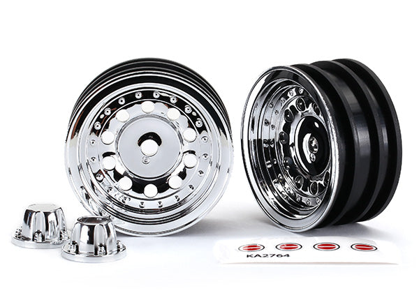 TRAXXAS 8175 Wheels, 1.9", chrome (2)/ center caps (2)/ decal sheet (requires #8255A extended stub axle)