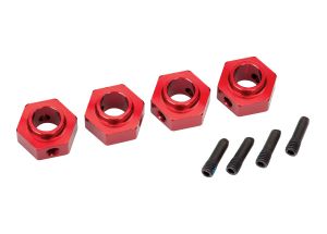 TRAXXAS 8269R Wheel hubs, 12mm hex, 6061-T6 aluminum (red-anodized) (4)/ screw pin (4)