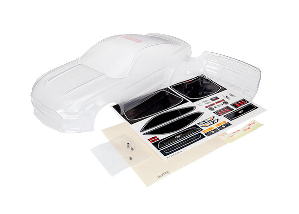 TRAXXAS 8312 Lexan Body, Ford Mustang (clear, requires painting)/ window masks/ decal sheet