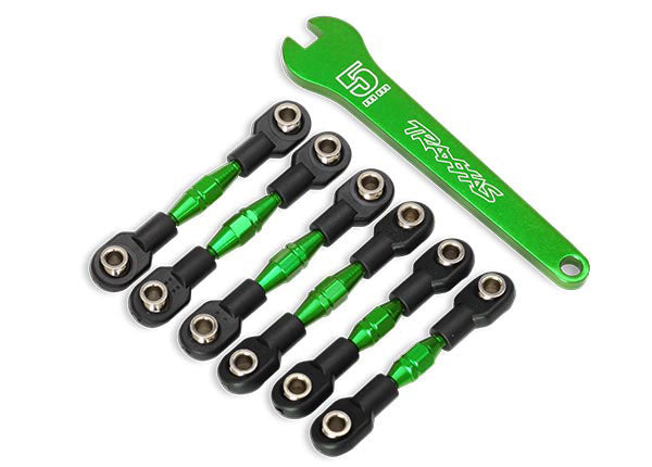 TRAXXAS 8341G Turnbuckles, aluminum (green-anodized), camber links, 32mm (front) (2)/ camber links, 28mm (rear) (2)/ toe links, 34mm (2)/ aluminum wrench