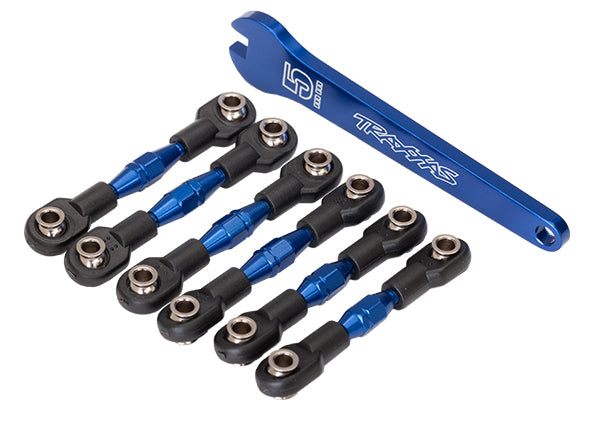 TRAXXAS 8341X Turnbuckles, aluminum (blue-anodized), camber links, 32mm (front) (2)/ camber links, 28mm (rear) (2)/ toe links, 34mm (2)/ aluminum wrench