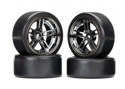 TRAXXAS 8378 Split-Spoke Black Chrome Wheels, 1.9" Drift Tires