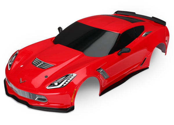TRAXXAS 8386R Body, Chevrolet Corvette Z06, red painted, decals applied