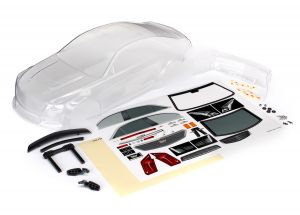 TRAXXAS 8391 Body, Cadillac CTS-V (clear, requires painting)/ decal sheet (includes side mirrors, spoiler, &amp; mounting hardware