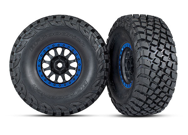 TRAXXAS 8474X Tires and wheels, assembled, glued (Method Racing wheels, black with blue beadlock, BFGoodrich® Baja KR3 tires) (2)