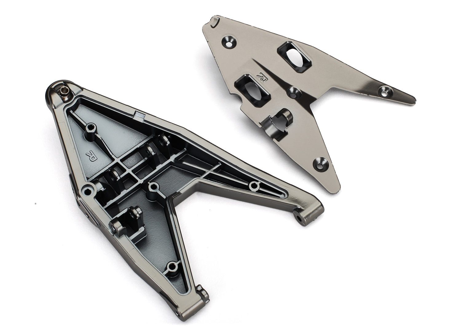 TRAXXAS 8532X Suspension arm, lower right/ arm insert satin black chrome-plated assembled w/ hollow ball