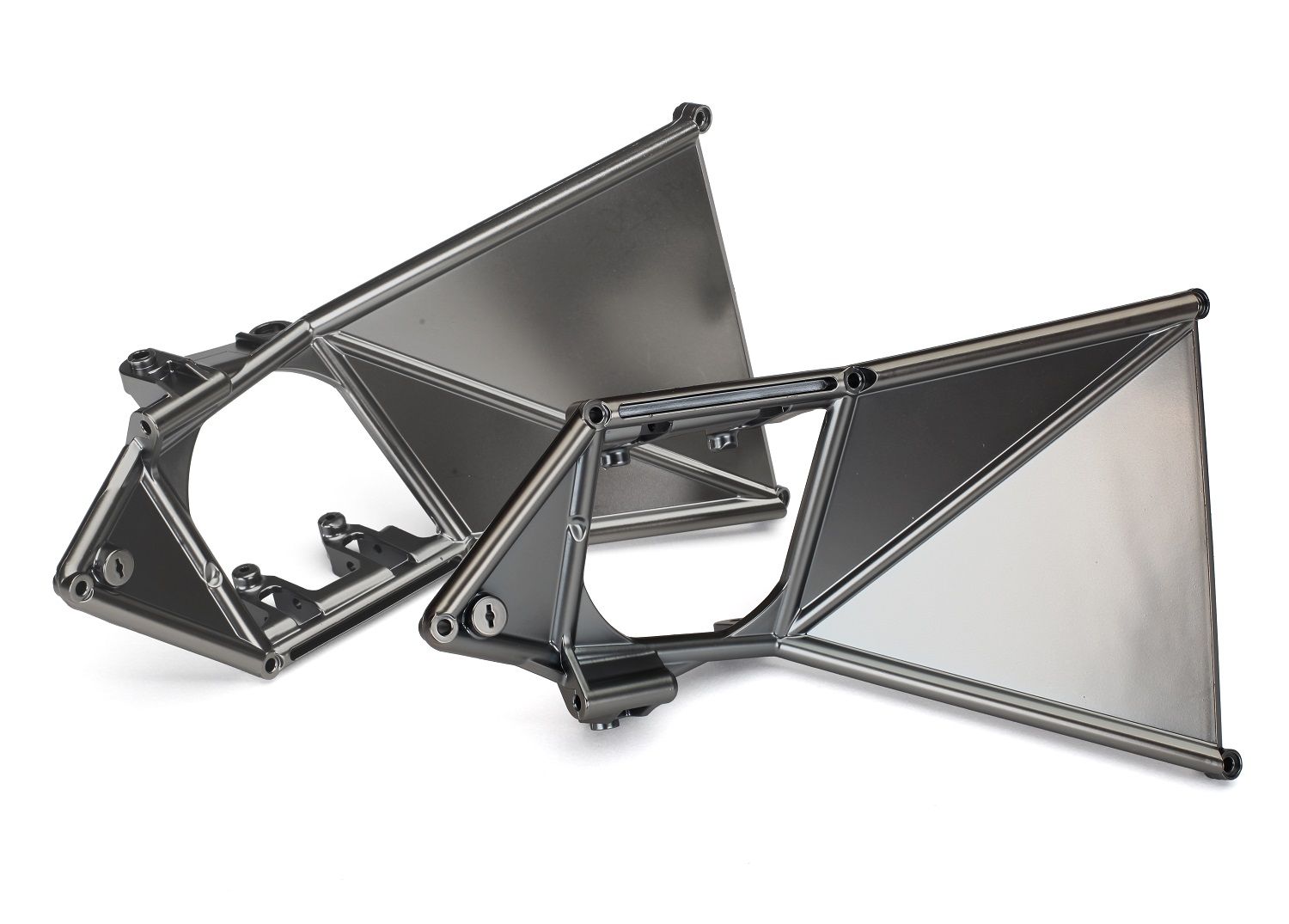 TRAXXAS 8534X Mounts, suspension arm, upper (front) (left &right) (satin black chrome-plated)
