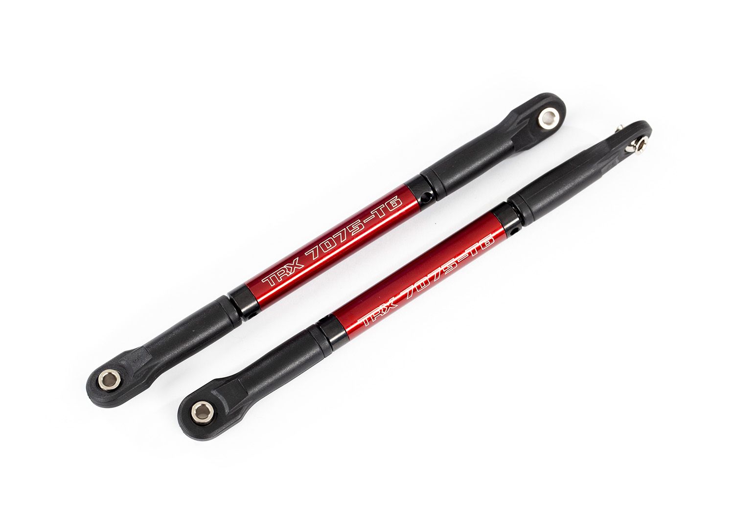 TRAXXAS 8619R Push rods, aluminum red-anodized heavy duty (2) assembled with rod ends and threaded inserts