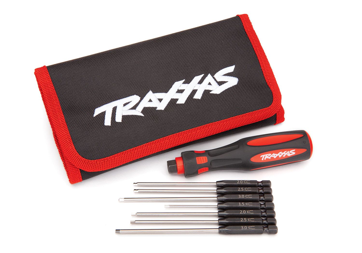 TRAXXAS 8711 Speed Bit Master Set, hex driver, 7-piece straight and ball end, includes premium handle (medium), travel pouch, hex drivers (straight: 1.5mm, 2.0mm, 2.5mm, 3.0mm) (ball end: 2.0mm, 2.5mm, 3.0mm), 1/4" drive