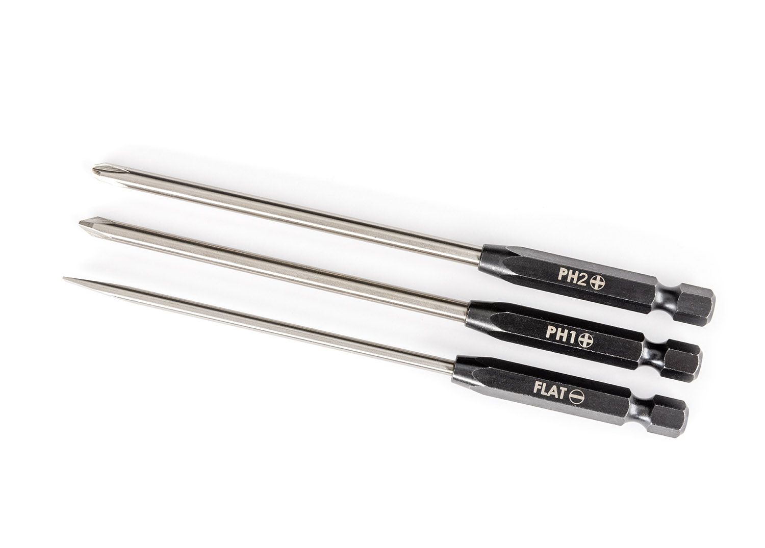 TRAXXAS 8714 Speed Bit Set, screwdriver, 3-piece straight (3mm slotted, #1 Phillips, and #2 Phillips bits), 1/4" drive