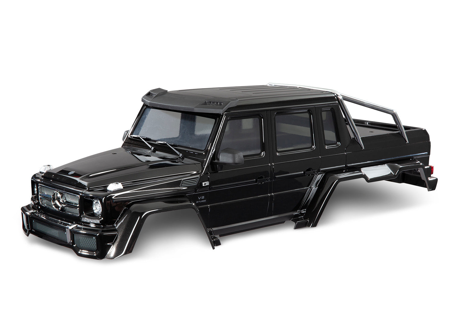 TRAXXAS 8825R Body, Mercedes-Benz® G 63®, complete (gloss black metallic) (includes grille, side mirrors, door handles, & windshield wipers)