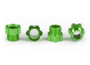 TRAXXAS 8886G Stub axle nut, aluminum green-anodized (4)