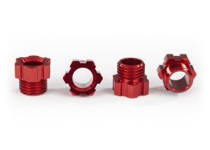 TRAXXAS 8886R Stub axle nut, aluminum (red-anodized) (4) TRX-4 Traxx Set