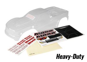TRAXXAS 8914 Body, Maxx heavy duty clear untrimmed, requires painting w/ window masks / decal sheet