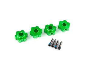 TRAXXAS 8956G Wheel hubs, hex, aluminum green-anodized (4) 4x13mm screw pins (4) MAXX