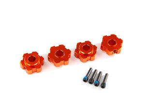 TRAXXAS 8956T Wheel hubs, hex, aluminum (orange-anodized) (4)/ 4x13mm screw pins (4)