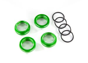 TRAXXAS 8968G Spring retainer adjuster green-anodized aluminum GT Maxx shocks (4) assembled w/ o-ring