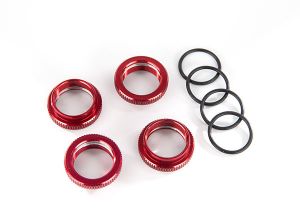 TRAXXAS 8968R Spring retainer adjuster red-anodized aluminum GT Maxx shocks (4) assembled with o-ring