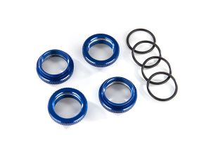 TRAXXAS 8968X Spring retainer (adjuster), blue-anodized aluminum, GT-Maxx® shocks (4) (assembled with o-ring)