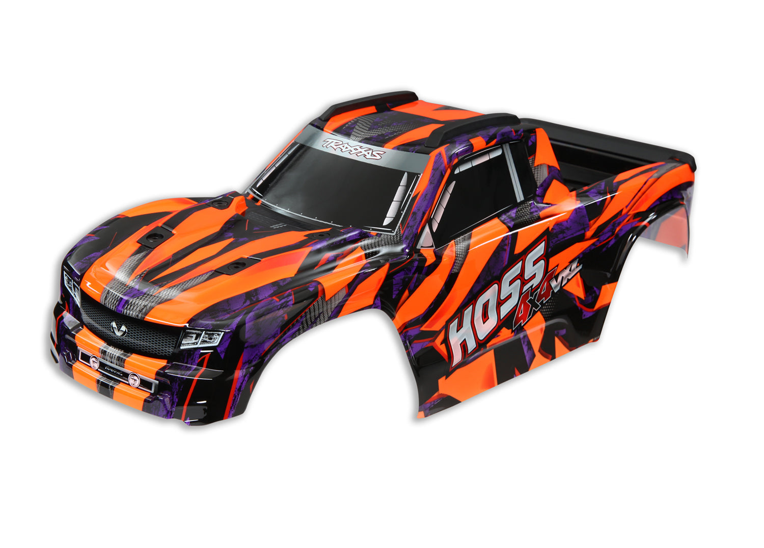 TRAXXAS 9011A Body Hoss 4X4 VXL orange w/ window grille lights decal sheet assembled w/ front & rear body mounts and rear body support for clipless mounting