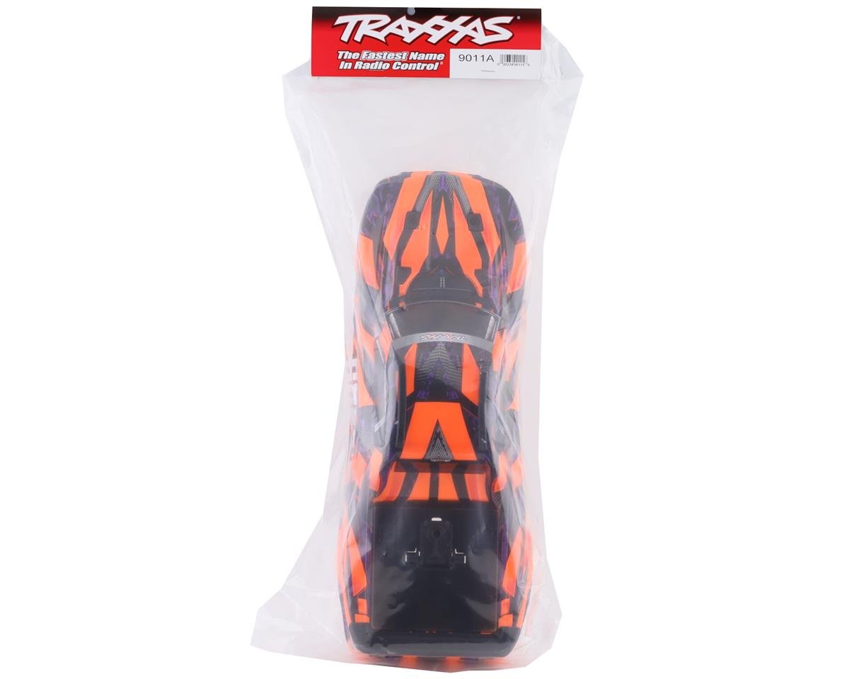 TRAXXAS 9011A Body Hoss 4X4 VXL orange w/ window grille lights decal sheet assembled w/ front & rear body mounts and rear body support for clipless mounting