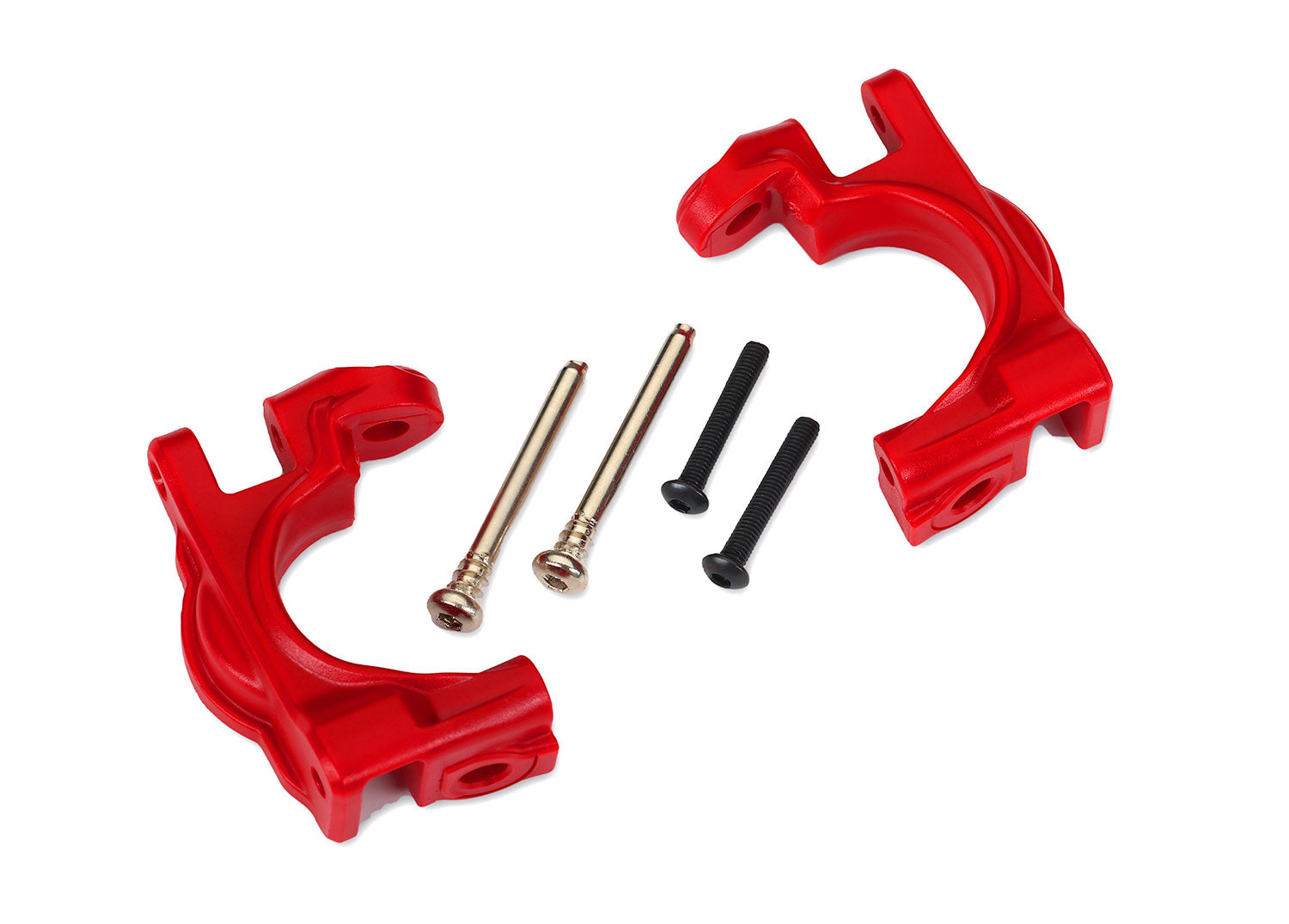 TRAXXAS 9032R Caster blocks (c-hubs), extreme heavy duty, red (left & right)/ 3x32mm hinge pins (2)/ 3x20mm BCS (2) (for use with #9080 upgrade kit)