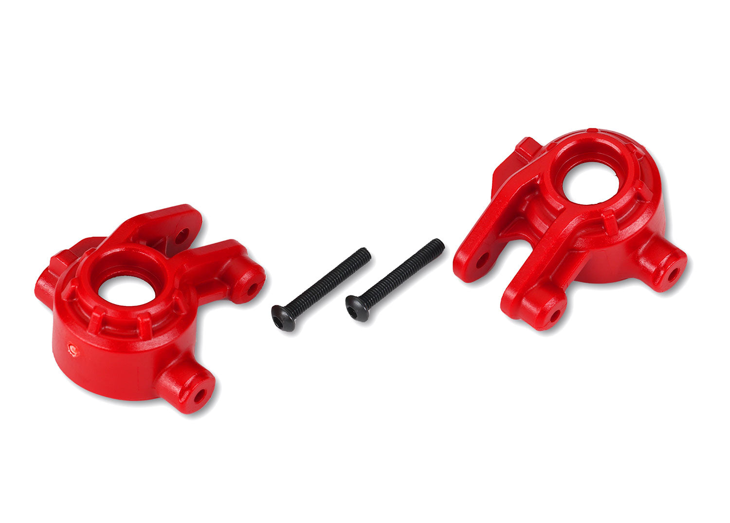 TRAXXAS 9037R Steering blocks, extreme heavy duty, red (left & right)/ 3x20mm BCS (2) (for use with #9080 upgrade kit)