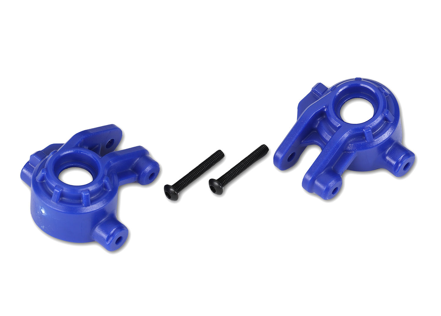 TRAXXAS 9037X Steering blocks, extreme heavy duty, blue (left & right)/ 3x20mm BCS (2) (for use with #9080 upgrade kit)