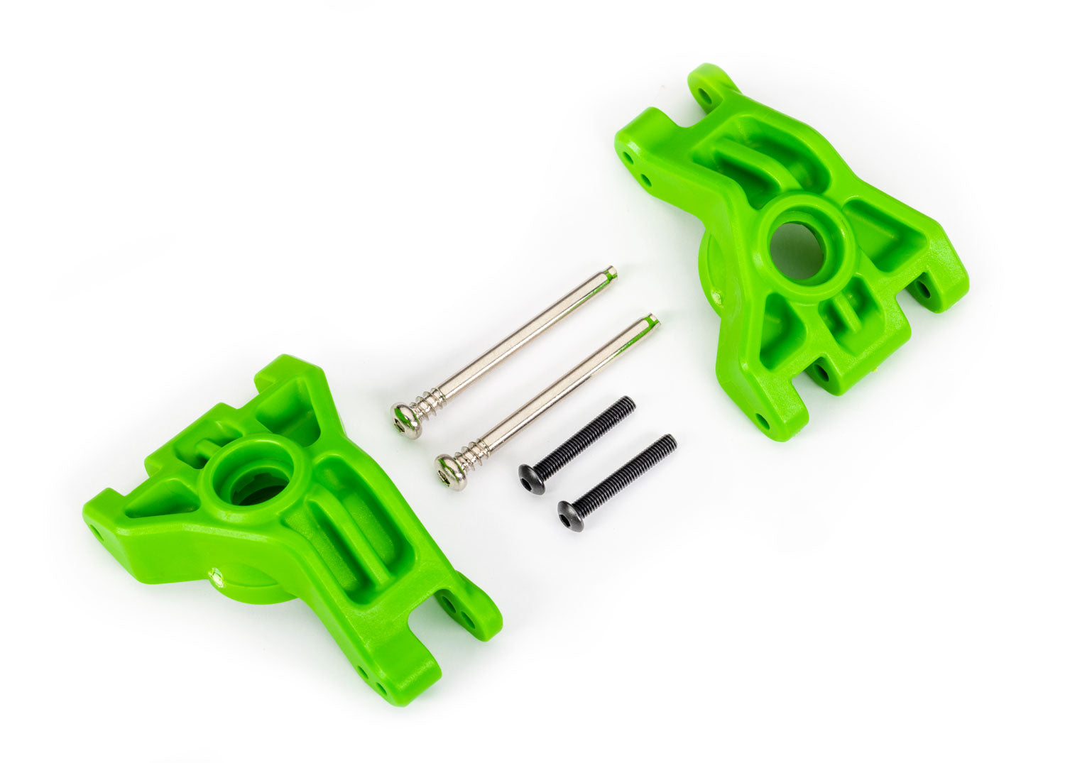TRAXXAS 9050G Carriers, stub axle, rear, extreme heavy duty, green (left & right)/ 3x41mm hinge pins (2)/ 3x20mm BCS (2) (for use with #9080 upgrade kit)