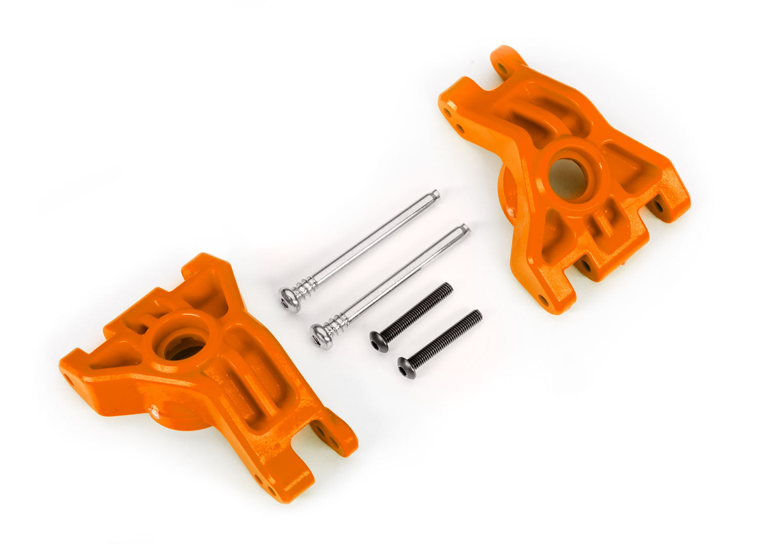 TRAXXAS 9050T Carriers, stub axle, rear, extreme heavy duty, orange (left & right)/ 3x41mm hinge pins (2)/ 3x20mm BCS (2) (for use with #9080 upgrade kit)