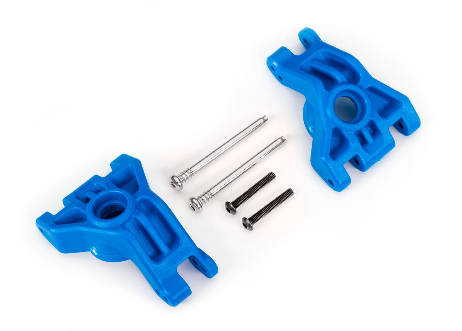 TRAXXAS 9050X Carriers, stub axle, rear, extreme heavy duty, blue (left & right)/ 3x41mm hinge pins (2)/ 3x20mm BCS (2) (for use with #9080 upgrade kit)