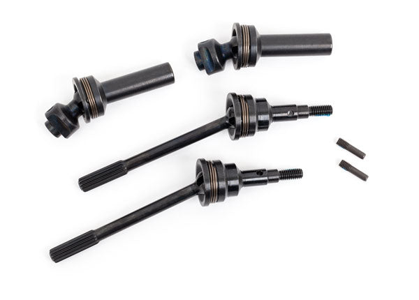 TRAXXAS 9051R Driveshafts, front, extreme heavy duty, steel-spline constant-velocity with 6mm stub axles (complete assembly) (2) (for use with #9080 upgrade kit)