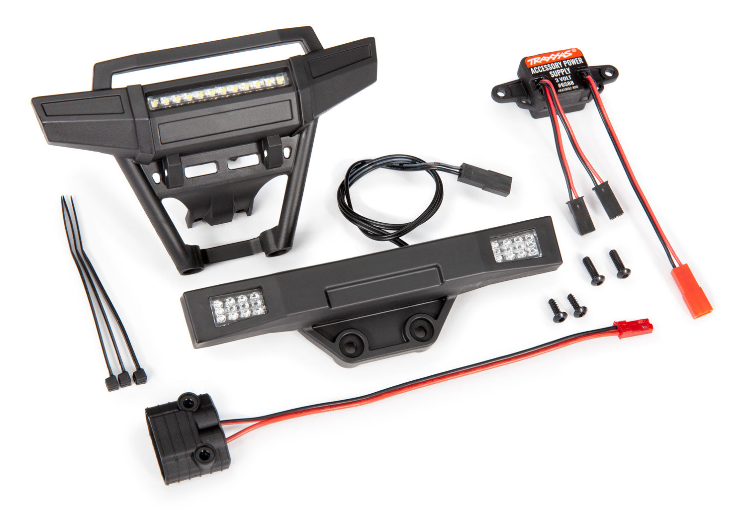 TRAXXAS 9095 Hoss LED light set, complete (includes front and rear bumpers with LED lights, 3-volt accessory power supply, and power tap connector (with cable) (fits #9011 body)