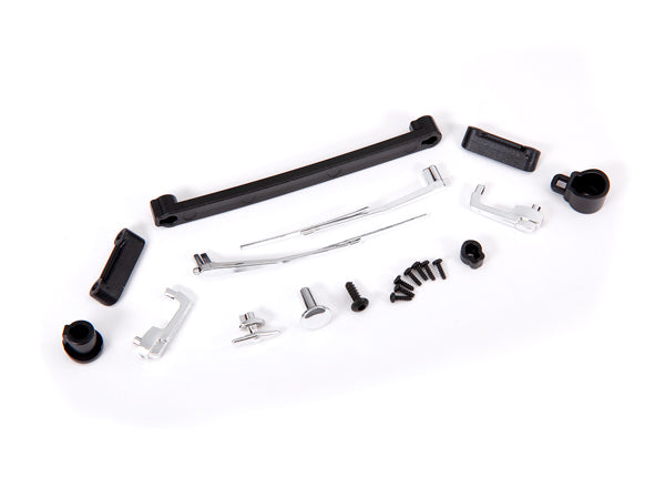 TRAXXAS 9115 Door handles, left, right, and rear/ retainers (3)/ windshield wipers, left & right/ retainer (1)/ fuel cap/ fuel flange/ fuel cap mount/ 1.6x5 BCS (self-tapping) (7)/ 2.6x8 BCS (1)