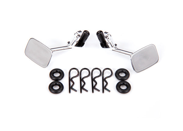 TRAXXAS 9121  Mirrors, side, chrome (left & right)/ o-rings (4)/ body clips (4) (fits #9112 body)