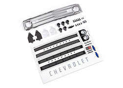 TRAXXAS 9123  Grille, Chevrolet Blazer (1969 - 1970)/ grille retainers (5)/ headlight housing (2)/ headlight lens (2)/ turn signal lens (2)/ hood emblem/ hood emblem mount/ 2.6x8 BCS (5)/ 2.5x6 BCS (4)/ 1.6x5 BCS (self-tapping) (2) (fits #9112 body)
