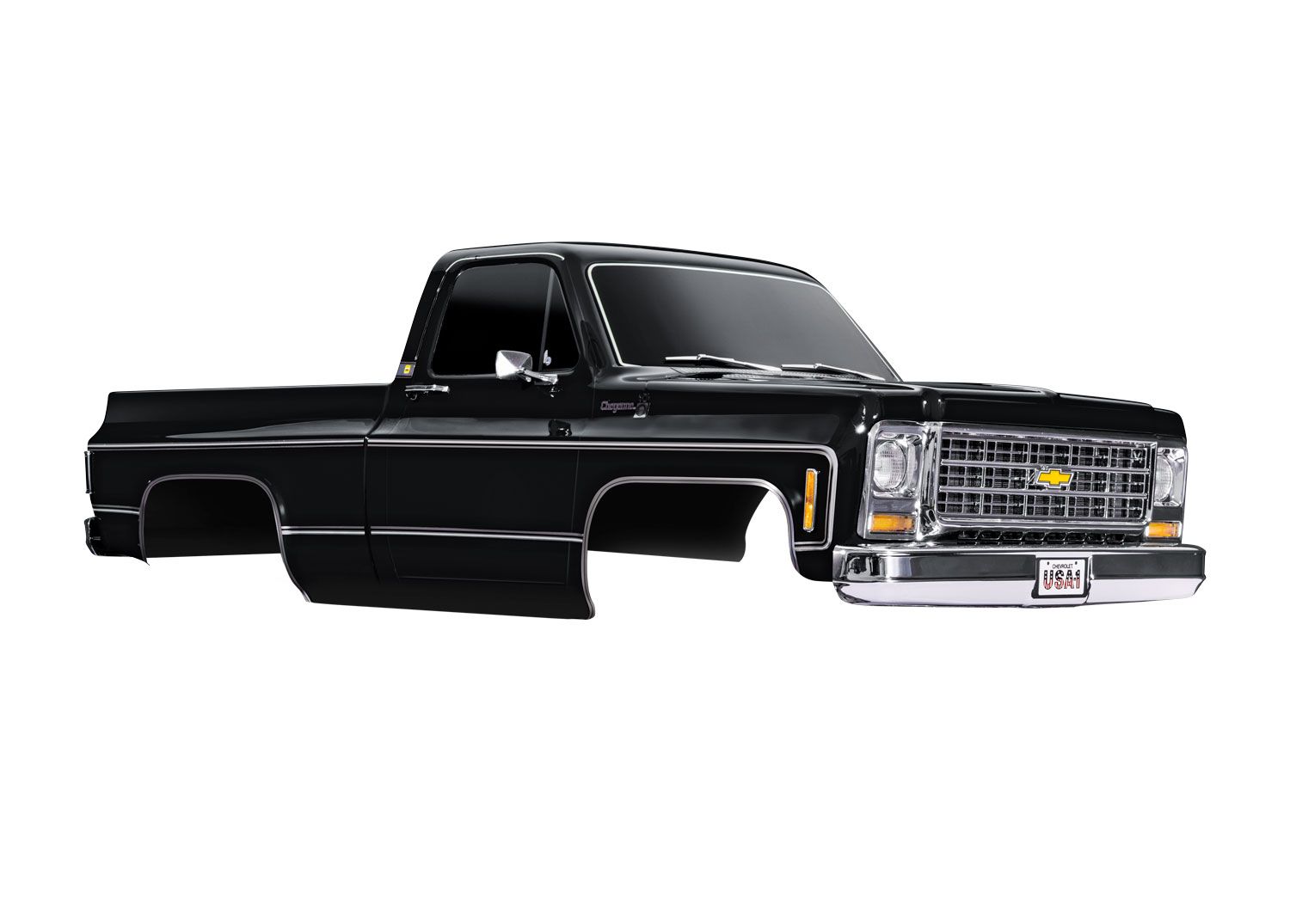 TRAXXAS 9212X Body, Chevrolet K10 Truck (1979), complete, black (painted, decals applied) (includes grille, side mirrors, door handles, windshield wipers, & clipless mounting) (requires #9288 inner fenders)