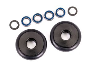 TRAXXAS 9461T Wheels, wheelie bar, 6061-T6 aluminum (gray-anodized) (2)/ 5x8x2.5mm ball bearings (4)/ o-rings (2)/ 5x8x0.3mm TW (2)