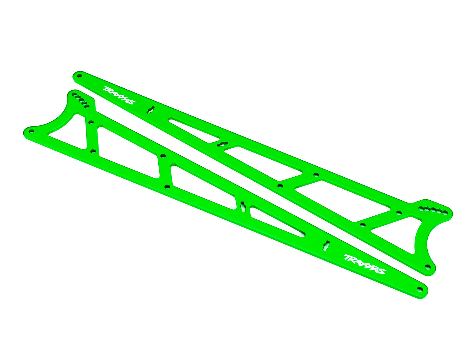 TRAXXAS 9462G Side plates, wheelie bar, green (aluminum) (2)
