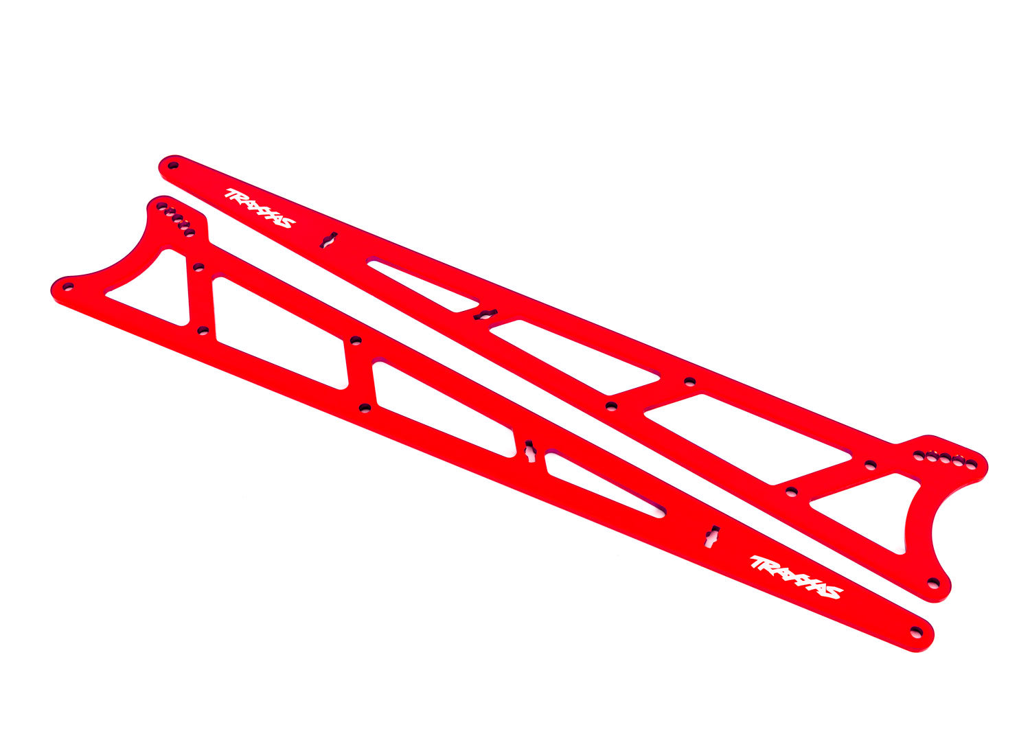 TRAXXAS 9462R Side plates, wheelie bar, red (aluminum) (2)