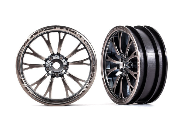 TRAXXAS 9472A Wheels, Weld satin black chrome (front) (2)