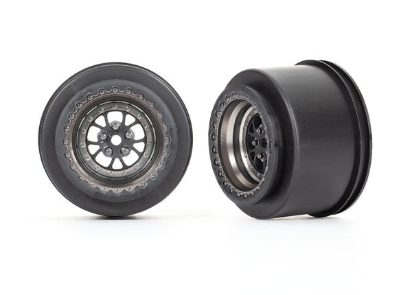 TRAXXAS 9473A Wheels, Weld satin black chrome (rear) (2)