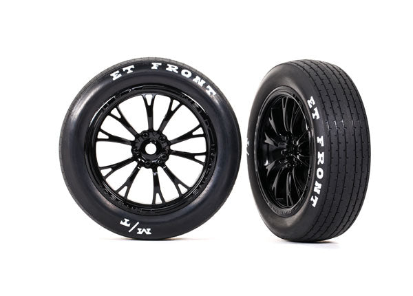 TRAXXAS 9474 Tires & wheels, assembled, glued (Weld gloss black wheels, tires, foam inserts) (front) (2)